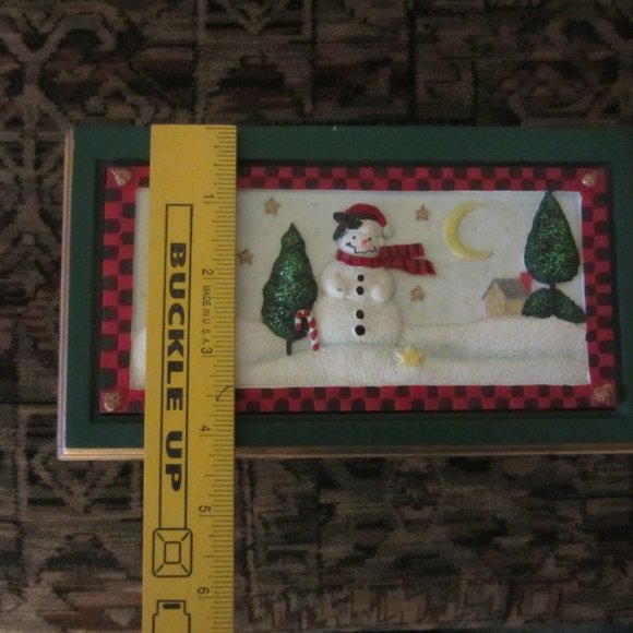 Christmas Holiday Wood Painted Snowman Small 6 Drawer Jewelry Trinket Box - Picture 11 of 11